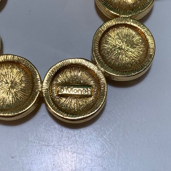 Vintage Monet Gold Tone Faux Stones Brooch - Picture 3 of 4